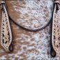 HILASON WESTERN HAND TOOLED HAND PAINTED INLAY LEATHER HORSE HEADSTALL SHS420