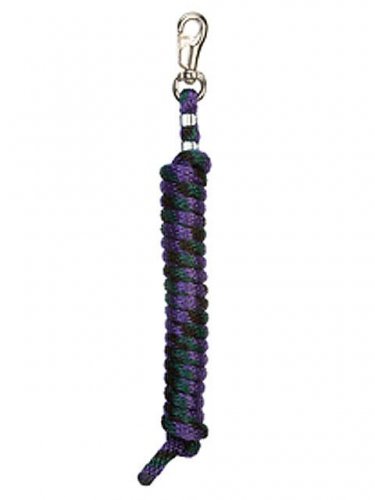 POLY LEAD ROPE WITH A SOLID BRASS 225 SNAP BY WEAVER LEATHER - PURPLE HUNTER GRE