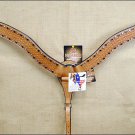 NEW HILASON WESTERN HAND TOOL LEATHER HORSE BREAST COLLAR TAN RHINESTONE S257