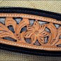 HILASON WESTERN HAND TOOL METALLIC GREY INLAY HORSE BREAST COLLAR - BLACK / TAN