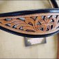 HILASON WESTERN METALLIC GREY INLAY BRIDLE HEADSTALL BREAST COLLAR BLACK TAN -S