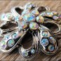 CN036F- 8 AB RHINESTONE FLORAL CONCHOS CRYSTALS HEADSTALL TACK BLING COWGIRL