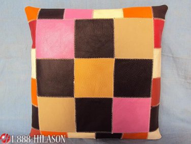 Smooth Leather PatchWork Cushion Pillow Cover PL344
