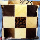 PL247F- HILASON COWHIDE LEATHER HAIR-ON PATCHWORK CUSHION PILLOW COVER