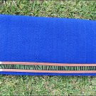 293-F BLUE HILASON WESTERN BARREL WOOL PAD BLANKET WITH HAIR ON INLAY BORDER