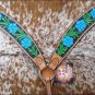 HILASON WESTERN HAND TOOL HAND PAINT INLAY LEATHER HORSE BREAST COLLAR 395BCS
