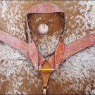 F-BH403 HILASON WESTERN HAND PAINTED LEATHER HORSE HEADSTALL BREAST COLLAR SET