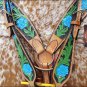 HILASON WESTERN HAND PAINT LEATHER HORSE BRIDLE HEADSTALL BREAST COLLAR 395S