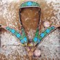 HILASON WESTERN HAND PAINT LEATHER HORSE BRIDLE HEADSTALL BREAST COLLAR 395S