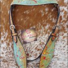 F-BH401-HS HILASON WESTERN HAND PAINTED LEATHER HORSE BRIDLE HEADSTALL