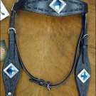 HILASON HORSE BRIDLE HEADSTALL BLACK LEATHER WESTERN W/ BLING CONCHOS 324CHSS