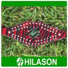 F-006 BRONC COWBOY LEATHER NOSEBAND HALTER RED ZEBRA HAIR ON RHINESTONE CRYSTAL