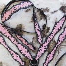 NEW HILASON WESTERN LEATHER HORSE BRIDLE HEADSTALL BREAST COLLAR BLACK PINK S900