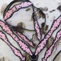 NEW HILASON WESTERN LEATHER HORSE BRIDLE HEADSTALL BREAST COLLAR BLACK PINK S900