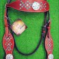 NEW HILASON WESTERN LEATHER HORSE BRIDLE HEADSTALL CHERRY W/ WHEEL CONCHO S459