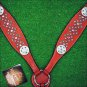 NEW HILASON WESTERN LEATHER HORSE BREAST COLLAR CHERRY W/ BLUE WHEEL CONCHO S459