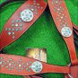HILASON WESTERN LEATHER HORSE BRIDLE HEADSTALL BREAST COLLAR CHERRY W/ CONCHO -S