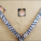 NEW HILASON WESTERN ZEBRA HAIR ON LEATHER HORSE BREAST COLLAR RHINESTONES S