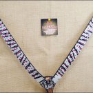 NEW HILASON WESTERN ZEBRA HAIR ON LEATHER HORSE BREAST COLLAR RHINESTONES S453