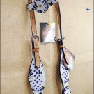 HILASON WESTERN EXOTIC COWHIDE HAIR ON LEATHER HORSE ONE EAR BRIDLE HEADSTALL