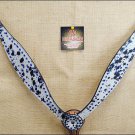 HILASON WESTERN EXOTIC COWHIDE HAIR ON LEATHER HORSE BREAST COLLAR CRYSTAL S456