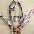 HILASON WESTERN EXOTIC COWHIDE HAIRON LEATHER ONE EAR HEADSTALL BREAST COLLAR -S