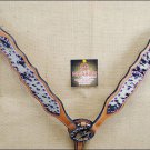 NEW HILASON WESTERN COWHIDE HAIR ON LEATHER HORSE BREAST COLLAR RHINESTONES S439