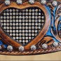 HILASON WESTERN LEATHER HEADSTALL BREAST COLLAR CRYSTAL DARK BROWN TURQUOISE S36