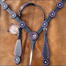 HILASON WESTERN LEATHER HORSE ONE EAR BRIDLE HEADSTALL BREAST COLLAR CRYSTAL S46
