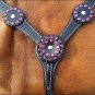 HILASON WESTERN LEATHER HORSE ONE EAR BRIDLE HEADSTALL BREAST COLLAR CRYSTAL S46