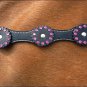 NEW HILASON WESTERN LEATHER HORSE BREAST COLLAR BLACK RHINESTONES S446