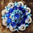 CN050BTF- 32 TURQUOISE BLUE CRYSTALS BERRY CONCHO RHINESTONE HEADSTALL SADDLE