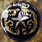 CN108F- 8 TEXAS STAR BLACK GOLD CONCHO SADDLE HEADSTALL TACK BLING COWGIRL