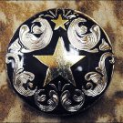 CN099F- 8 TEXAS STAR BLACK CONCHO SADDLE HEADSTALL TACK BLING COWGIRL