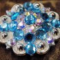 CN050T1F- 4 TURQUOISE AB CRYSTALS BERRY CONCHO RHINESTONE HEADSTALL SADDLE TACK