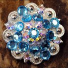 CN050T1F- 2 TURQUOISE AB CRYSTALS BERRY CONCHO RHINESTONE HEADSTALL SADDLE TACK