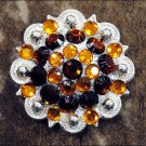 CN050TBF- 2 BROWN CRYSTALS BERRY CONCHO BLING RHINESTONE HEADSTALL TACK
