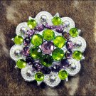 CN050GPF- 2 GREEN PURPLE CRYSTALS BERRY CONCHO BLING RHINESTONE HEADSTALL TACK
