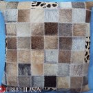 Cowhide Leather Hair-On PatchWork Cushion Pillow Cover PL455