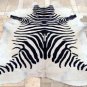 F-HS763 HILASON ZEBRA STENCIL PURE BRAZILIAN HAIR ON FULL COWHIDE LEATHER RUG
