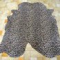 F-HS769 HILASON LEOPARD STENCIL PURE BRAZILIAN HAIR ON FULL COWHIDE LEATHER RUG