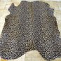 F-HS773 HILASON LEOPARD STENCIL PURE BRAZILIAN HAIR ON FULL COWHIDE LEATHER RUG