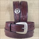 34 X 1 1/2" 3D DARK BROWN MEN'S WESTERN FASHION LEATHER BELT W/ STAR CONCHO