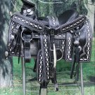 MEXICAN CHARRO HORSE RIDING LEATHER SADDLE WITH BREAST COLLAR & SPUR STRAP