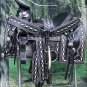 MEXICAN CHARRO HORSE RIDING LEATHER SADDLE WITH BREAST COLLAR & SPUR STRAP