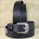 42 X 1 1/2" 3D BLACK MENS WESTERN FASHION LEATHER BELT REMOVABLE SILVER BUCKLE