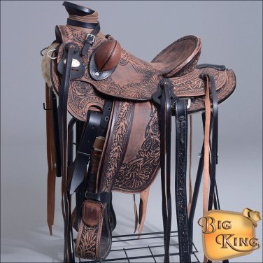 WD700-F HILASON BIG KING SERIES WESTERN WADE RANCH ROPING COWBOY TRAIL SADDLE 15