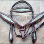 HILASON WESTERN LEATHER HORSE BRIDLE HEADSTALL BREAST COLLAR W/ PRINTED INLAY