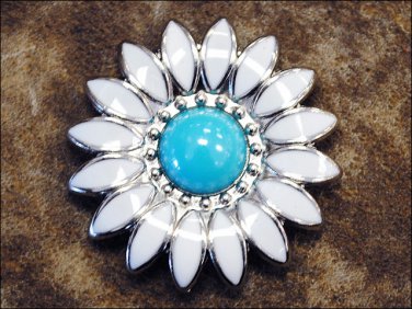 SET OF 2 WHITE ENAMEL TURQUOISE STONE FLORAL CONCHO SADDLE HEADSTALL COWGIRL