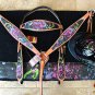 HILASON WESTERN LEATHER HEADSTALL BREAST COLLAR TROXEL HELMET BLANKET SPLATTER